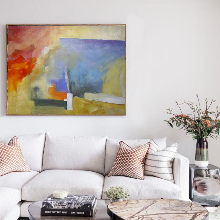 Yellow art painting gallery, modern canvas wall art L178 – LargeArtCanvas