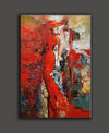 Red contemporary art paintings, artwork painting with frame L85