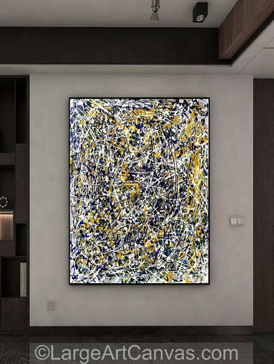 Large Abstract Multicolor Influence by Pollock Artwork L1263