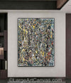 Pollock Style Painting Brown & Yellow Drip Painting – Pollock-Inspired Abstract Canvas Wall Art L1265