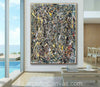 Pollock Style Painting Brown & Yellow Drip Painting – Pollock-Inspired Abstract Canvas Wall Art L1265