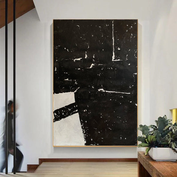 Black & White Modern Art| Abstract art paintings | Large Black and White painting L1258