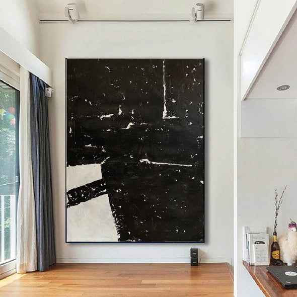 Black & White Modern Art| Abstract art paintings | Large Black and White painting L1258