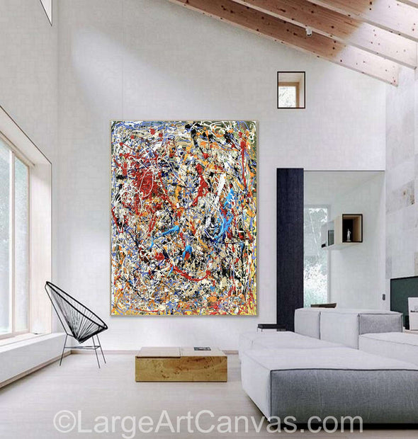 Modern Abstract Painting Jackson Pollock Inspired Art L1262