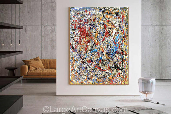 Modern Abstract Painting Jackson Pollock Inspired Art L1262