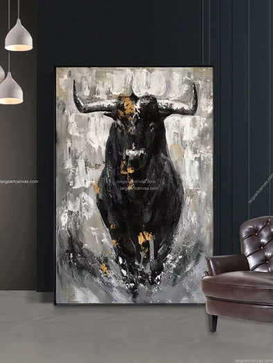 Bull Painting | Textured Abstract Canvas Wall Art L1268