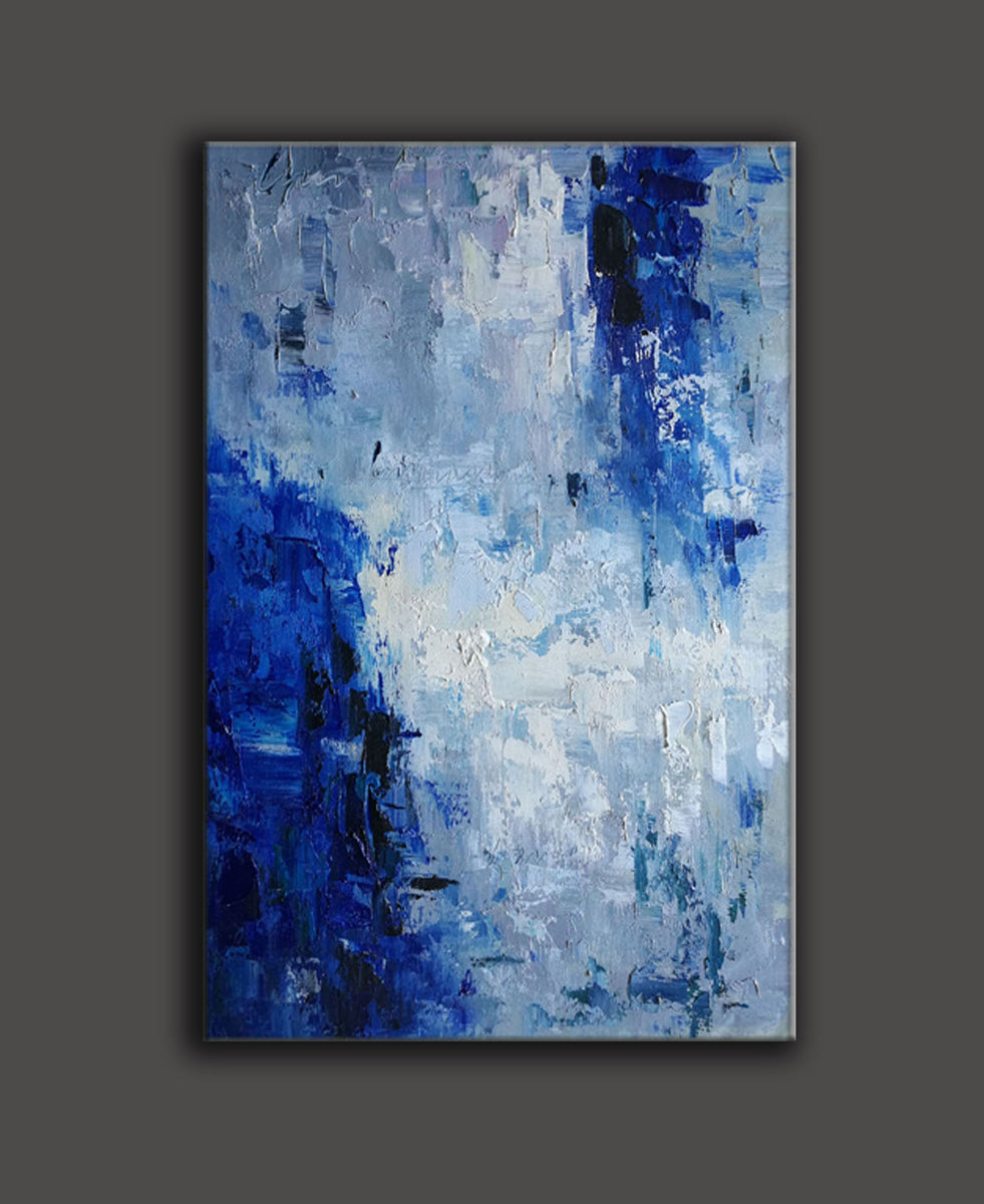 Blue abstract canvas art, modern artwork L195 LargeArtCanvas