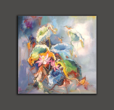 gold abstract painting, flower canvas art, large wall art, modern living room decor, hand-painted artwork, contemporary abstract flower, textured canvas painting, elegant wall decor, floral abstract painting, statement wall art