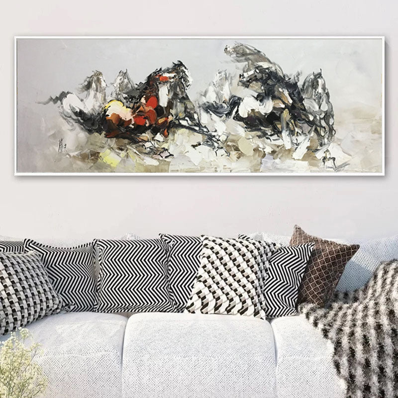 Original horse canvas painting, oversized abstract painting
