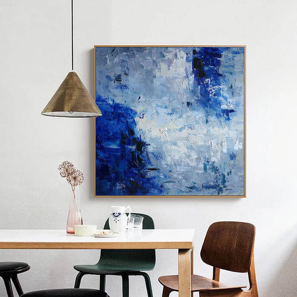 Blue modern abstract art, landscape painting L212