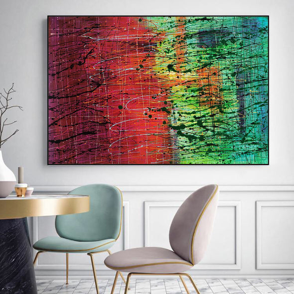 Colorful abstract art, Abstract drip painting L231