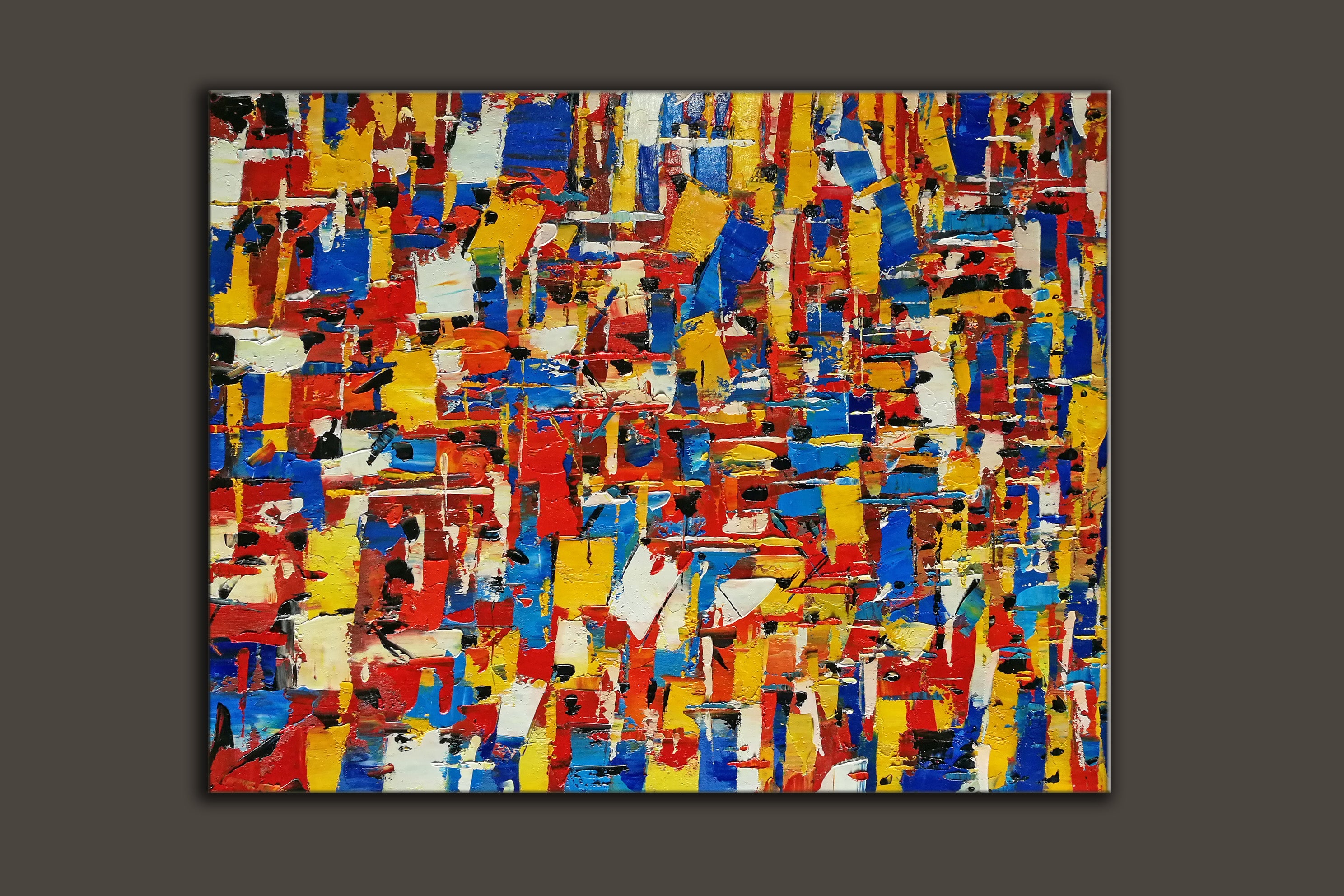 Blue splatter paint artist, abstract art L603 – LargeArtCanvas