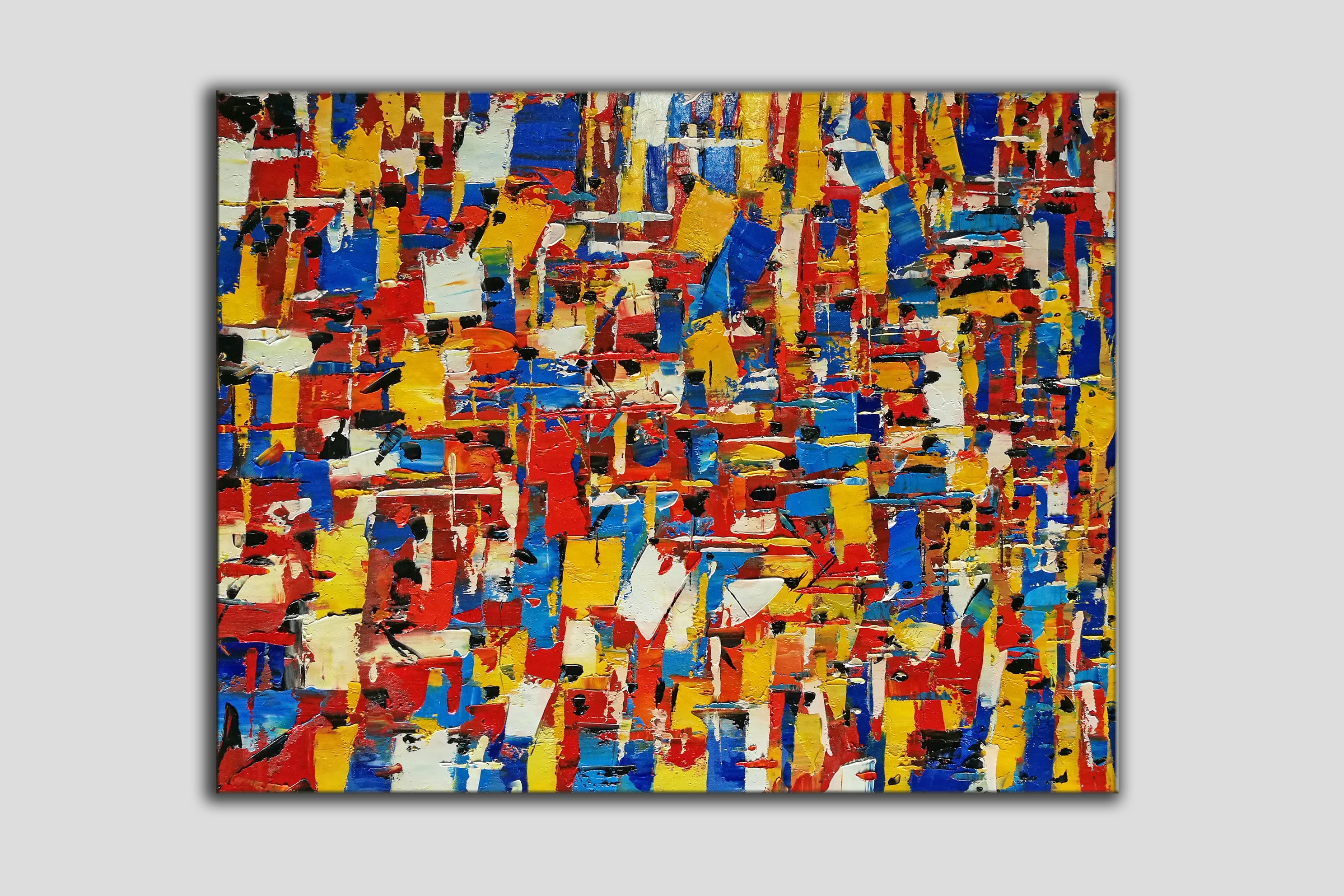 Blue splatter paint artist, abstract art L603 – LargeArtCanvas