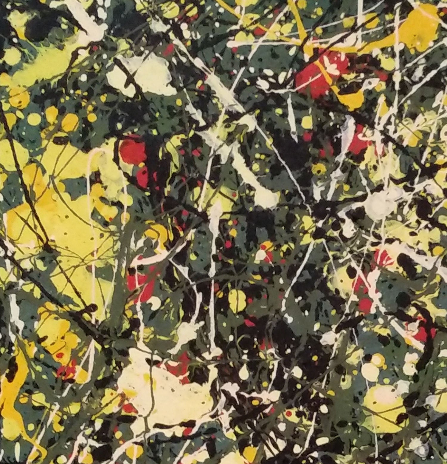 Yellow splatter paint art, abstract acrylic painting L242 – LargeArtCanvas