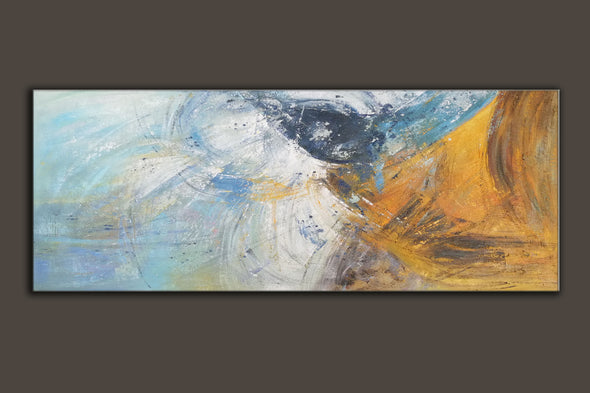 blue and yellow abstract paintings