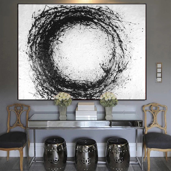 Big black and white paintings, oil modern painting L372