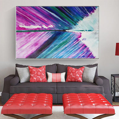 Red canvas artwork for sale, contemporary abstract painting L140