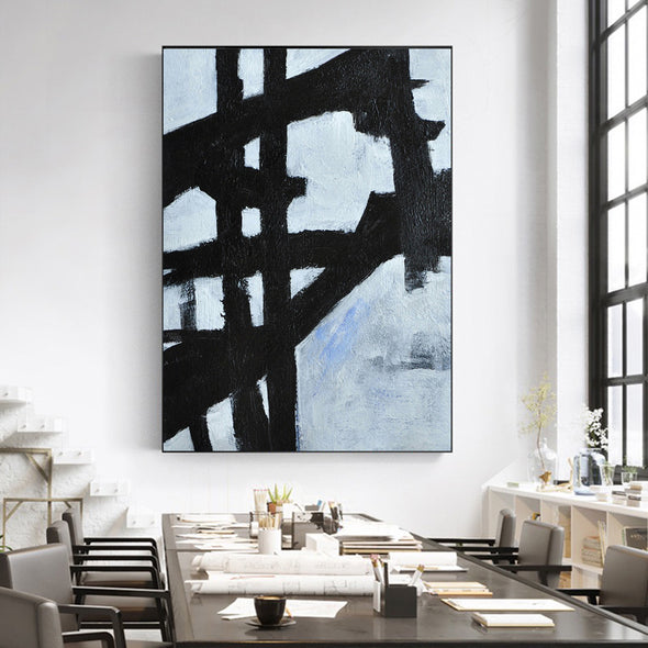 black and white abstract art on canvas