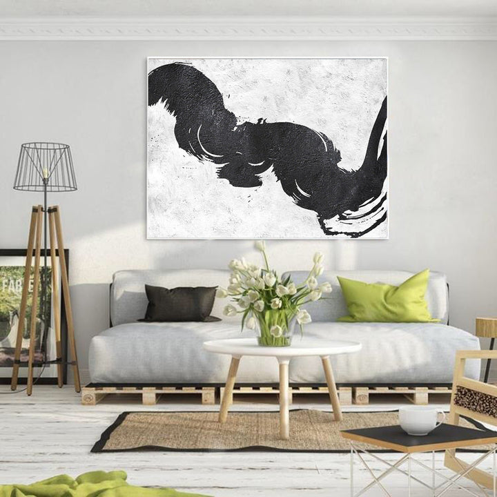 Black and white oil paintings, large original art L438