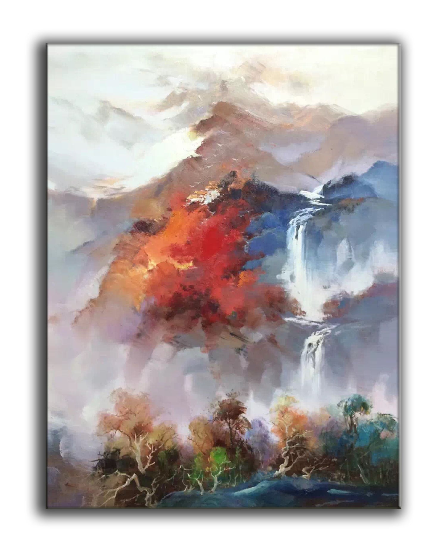 Orange landscape oil painting, large oil paintings L493 – LargeArtCanvas