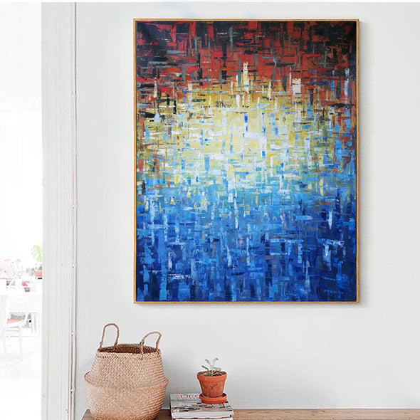 blue abstract canvas painting