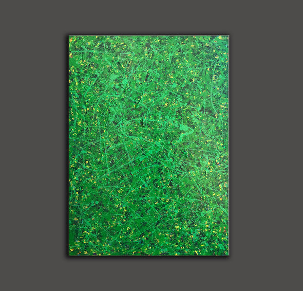 Green abstract painting | Black and green abstract | Large green painting L735-3