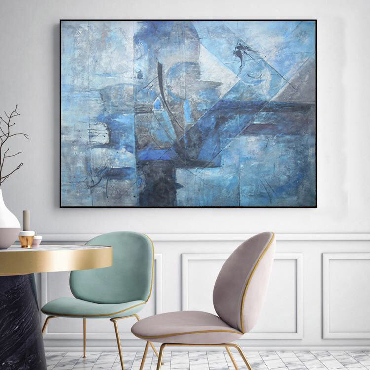 Blue great abstract paintings, contemporary painting L152 – LargeArtCanvas