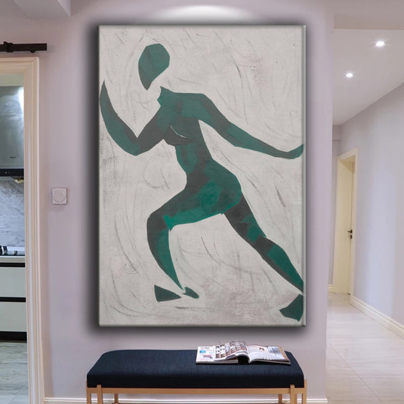 Green and white painting | Oversize green painting | Original canvas art L678-4