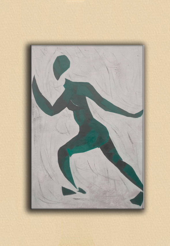 Green and white painting | Oversize green painting | Original canvas art L678-7