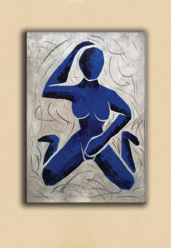 Henri matisse style abstract | Original Blue white abstract painting L690-7