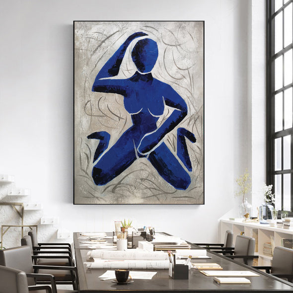 Henri matisse style abstract | Original Blue white abstract painting L690-2