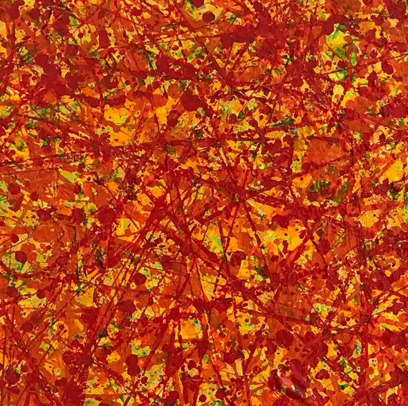 Red abstract painting | Vertical oil painting | Yellow and red abstract art L737-10