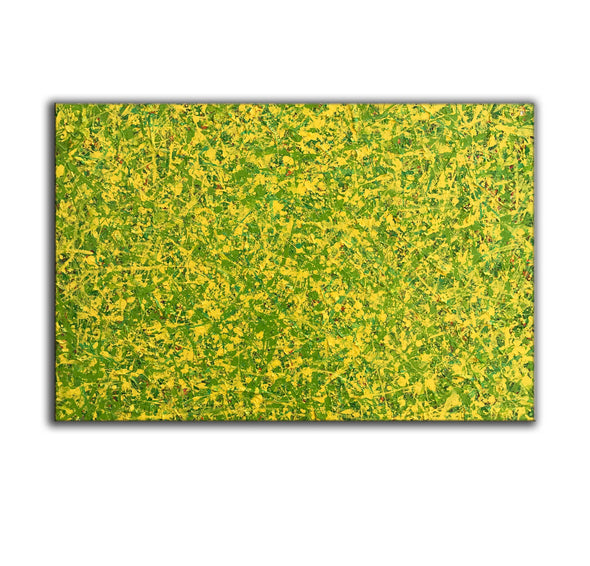 abstract original | yellow and green abstract painting | green abstract art L745-8