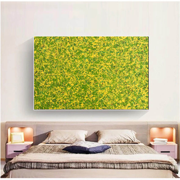 abstract original | yellow and green abstract painting | green abstract art L745-1