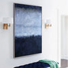 Modern abstract canvas painting in black and blue tones – L193