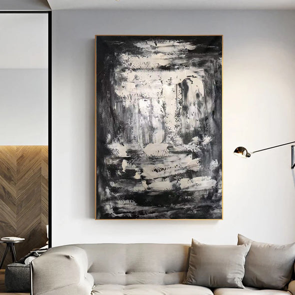 Large black and white art | Black and white abstract art on canvas L596-8
