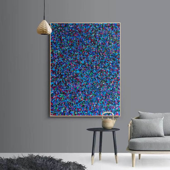 LargeArtCanvas-blue red abstract painting L733-6