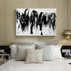 Large black and white abstract oil painting with bold brushstrokes, modern canvas wall art for living room