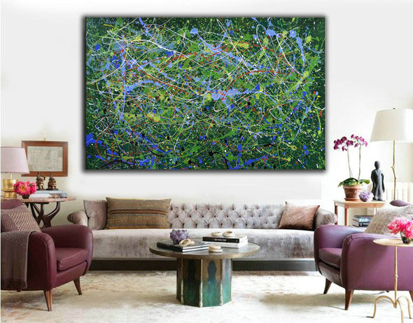 Oil on canvas abstract art | Colourful abstract oil paintings LA260_2